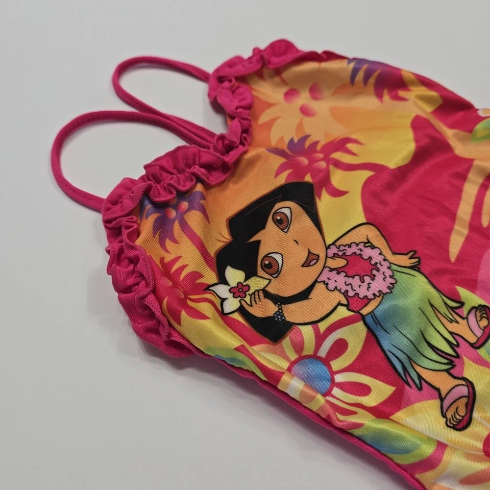 Nick Jr Dora the Explorer Y2K One Piece‎ Swimsuit Infant Girls 18M Pink Tropical